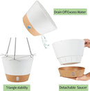 2 Pack 10 Inch Hanging Planters for Indoor Outdoor Plants, Hanging Plant Flower Pot Basket with Drainage Hole with Removable Tray&Hooks Self Watering Plant Pot for Hanging Plants, White by CozyNest Decor