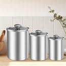 ENLOY Stainless Steel Food Storage Container Set of 3, 88/61/29 oz with Clear Glass Lids - Ideal for Coffee, Tea, Sugar, Flour Canisters by CozyNest Decor