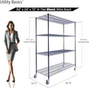 60"x24"x72" Premium Metal Steel 4-Tier Wire Shelving NSF 3200 LBS MAX Capacity Heavy Duty Storage Rack for Hospitals, Schools, Commercial Spaces, and Garages w/Premium Wheels by CozyNest Decor