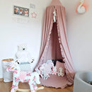 Bed Canopy with Frills Reading Nook Game Tent for Kids Boho Hanging Net Play Room Decor(Dusty Rose) by TinyTreasures Baby Boutique