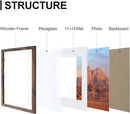 Vittanly 12x16 Picture Frames Set of 9, Shatter Resistant Plexiglass, Display 11x14 Pictures with Mat or 12x16 without Mat, Photo Frames for Wall Mount, Engineered Wood, Brown by CozyNest Decor