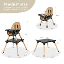 Gofirst 6 in 1 Convertible Wooden High Chair for Babies and Toddlers - Infant Dining Booster Seat With Building Block Table and 4-Position Removable Feeding Chair by TinyTreasures Baby Boutique