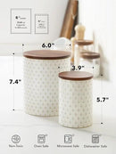 LE TAUCI Food Storage Containers with Airtight Lids, 78/25 oz Ceramic Sugar Canisters Sets, Embossed Large Jars for Pasta, Oats, Coffee Bean, Cookies, Rice, Grains, Tea - Set of 2, Clover by CozyNest Decor