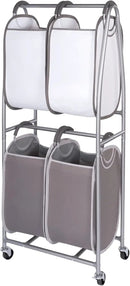 Neatfreak - 2 Tier Vertical Rolling Laundry Cart - Rolling Storage Cart On Wheels With 4 x Tote Hampers For Laundry, Towels, Blankets & Bathroom Organization - Quad Laundry Sorter by CozyNest Decor