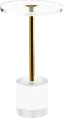 Clear Acrylic End Table,Side Table,Brushed Brass Metal,Round,for Office, Living Room and Bedroom,Easy Assembly,12x12 inch，21.3 inch high by CozyNest Decor