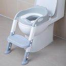Potty Training Toilet Chair Seat with Step Stool Ladder for Kids and Toddler Boys Girls - Foldable Height Adjustable Children Toilet Training Seat with Safe Handles & Anti-Slip Pads, White-Grey by TinyTreasures Baby Boutique