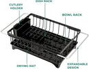 Expandable Dish Drying Rack in Sink, Adjustable Stainless Steel Rustproof Grip Handles Dish Rack Over The Sink, Dish Strainer with Drying Tray & Utensil Holder by CozyNest Decor