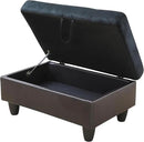 Ottoman Rectangular Storage Ottoman Bench, Flannel Footrest Stool Footstool with Lid for Living Room, Bedroom, Entryway, Dark Blue&Brown, 35"x23.5"x17.5" by CozyNest Decor