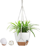 41.5 Inch Macrame Plant Hanger Indoor Outdoor with 12 Inch Flower Pot, Hanging Planter for Plants Holder with Wood Beads for Boho Home Decor (Ivory+White) by CozyNest Decor