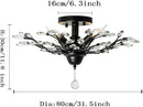 Ganeed Crystal Ceiling Light,Vintage Chandelier, Modern Elegant K9 Crystal Glass Chandelier Flush Mount Ceiling Lighting Fixture for Living Room Bedroom Restaurant Porch- Matte Black - 5 Lights by CozyNest Decor