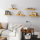 RICHER HOUSE 5 Set Floating Shelves for Wall Decor, Wall Mounted Book Shelf, Nursery Shelves Picture Ledge Shelf with Lip for Wall Storage, Bedroom, Living Room, Bathroom - Oak by CozyNest Decor