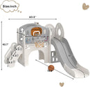 XJD 8 in 1 Toddler Slide Set, Kids Slide for Toddlers Age 1+, Toddler Climber Slide PlaySet with Basketball Hoop and Ball,Outdoor Indoor Playground for Toddlers 1-3 (Beige Grey, 8 in 1) by TinyTreasures Baby Boutique