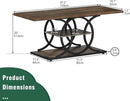 GiftGo Rustic Coffee Table with Storage Industrial 3 Tier Center Living Room Table Farmhouse Wooden Rectangle Cocktail Tea Table for Office Bedroom Elegant Full Moon Round Metal Frame (Brown, L-47) by CozyNest Decor