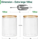 Urban Green Glass Jar with Bamboo Lids (2 sets 100oz) with Metal Scoop, Food Storage Containers with Airtight Lids, Glass Canisters sets, Flour Container Jar by CozyNest Decor