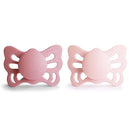 FRIGG Butterfly Anatomical SilkySoft Silicone Baby Pacifier | Made in Denmark | BPA-Free (Cedar/Baby Pink, 0-6 Months) by TinyTreasures Baby Boutique
