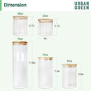 Urban Green Glass Storage Container Bamboo Lids, Glass Airtight Canisters sets, Food Jars, Pantry Organization and Storage Containers, Spice Jars, Flour Canisters of 6 by CozyNest Decor