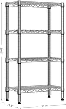 1000 lbs 4 Tier Shelf Metal Storage Shelves Wire Rack Closet Organizers with PP Board for Garage Kitchen Bathroom Laundry Chrome 11.8" D x 21.7" W x 39.5" H by CozyNest Decor