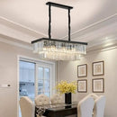 Modern K9 Crystal Chandelier Pendant Light Fixture, Rectangular Ceiling Lamp with 8-Lights for Dining Room & Kitchen, Finished in Chrome, L33.5 Inch by CozyNest Decor