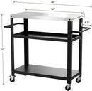 Outdoor Grill Cart with Three-Shelf, Stainless Steel Pizza Oven Table for Outside, Dining Kitchen Cart with Two Side Handle, Garden Patio BBQ Kitchen Food Prep Table Cart (Black) by GreenHaven Gardens