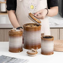 Nihow Ceramic Food Storage Jar: 22 FL OZ Container with Air Tight Ceramic Lid for Coffee/Salt/Peper/Tea/Sugar/Spice - Seal Damp-proof Canisters Sets for The Kitchen - Piece of 1 (Brown) by CozyNest Decor
