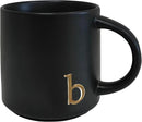COLLECTIVE HOME - Black Monogram Ceramic Mugs, 15 oz Golden Initial Coffee Cups, Elegant Alphabet Tea Mugs, Personalized Halloween Mug with Gift Box, Perfect for Office and Home Décor (b) by CozyNest Decor