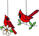 2 Packs Stained Glass Red Cardinal Memorial Gifts for Women, Stained Glass Window Hanging, Red Cardinal on Branch Ornament Suncatcher, Handmade Bird Decor Gift for Mom, Bird Lover by GreenHaven Gardens