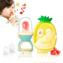 Baby Fruit Food Feeder - Silicone Nibble Tray Combo - Breastmilk Popsicle Mold for Cooling Relief, BPA Free Mesh Feeder for Infant Self Feeding (Robot Green + Pineapple) by TinyTreasures Baby Boutique