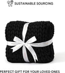 YnM Chunky Throw Blanket, Medium-Weight, Hand Knitted, Skin Friendly, Ventilated and Breathable, Machine Washable, Home Décor Piece for Couch, Sofa and Bed (Black, 50x70 Inch) by CozyNest Decor