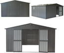 Domi Outdoor Storage Shed 11' x 12.5', Metal Sheds Steel Utility Tool Storage House with Double Lockable Doors & Air Vents for Patio Garden Lawn Backyard, Dark Gray by GreenHaven Gardens