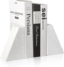 Marble Bookends for Heavy Books, Decorative Book Ends for Shelves, White Stone Durable and Heavy-Duty Book Ends for Hardback Books & CDS, Unique Book Stopper & Holder, Set of 2 by CozyNest Decor