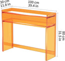 Acrylic Console Table, Entryway Table with Storage Shelves (1, 39.4 * 31.5 * 11.7 inches) (Orange) by CozyNest Decor