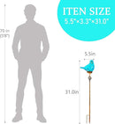 Decorative Solar Lights, Outdoor Solar Bird Stake Lights, Hand Blown Glass Decorative Garden Pathway Lights Outdoor Waterproof Glass Stakes (Light Blue) by CozyNest Decor