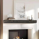 56x8x3 Fireplace Mantel - Handcrafted Hollow Rustic Solid Wood Wall Mounted Floating Shelf with Invisible Heavy Duty Wood Bracket (Weathered Black) by CozyNest Decor