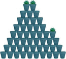 vensovo 48 Pcs 2" Tiny Terracotta & Terra Cotta Pots with Drainage - Steel Blue Small Mini Clay Ceramic Pottery Planter Ideal for Indoor/Outdoor Plants, Crafts, Wedding Favors by GreenHaven Gardens