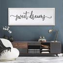 Sweet Dreams Over Bed Wall Decor 32"×12" for Master Bedroom Above Bed Wood Framed Wall Art Sign (White) by CozyNest Decor