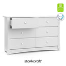 Storkcraft Crescent 6 Drawer Double Dresser (White) – GREENGUARD Gold Certified, Nursery Dresser for Kids Bedroom by TinyTreasures Baby Boutique