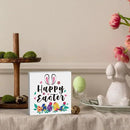 Rustic Farmhouse Bunny Easter Decorations Country Home Office Desk Decor Happy Easter Sign Cubicle Shelf Tabletop Tiered Tray Decor Gifts for Women 5 X 5 Inch by CozyNest Decor