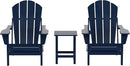 WO Home Furniture Adirondack Chairs Table Set of 3 PCS Outdoor Folding Chairs Side End Table Weather/UV Resistant for Lawn, Garden, Bon Fire, Balcony (Navy Blue) by GreenHaven Gardens