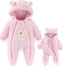 Fairy Baby Newborn Baby Winter Snowsuit Bear Thick Romper Footie Double Zip Hooded Jumpsuit Fleece Coat Infant Boy Girl 0-12M by TinyTreasures Baby Boutique