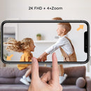 BOIFUN 2K Split-Screen 5 Inch Wi-Fi Baby Monitor With 2 Cameras, Colorful Night Light, AI Motion & Sound & Humidity & Temp Detection, Auto Tracking Via Smartphone App And Monitor Control, Night Vision by TinyTreasures Baby Boutique