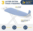Full Size Ironing Board with Iron Rest, Heavy Duty Compact Ironing Board 43"x13" with Thick Cover and Pad, Height Adjustable Sturdy Iron Stand, Blue by CozyNest Decor