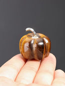 Jovivi Tiger Eye Crystal Pumpkin Figurine, 1.2" Mini Carved Gemstone Pumpkin Statue Decor Healing Stones Decorative Ornaments for Fall Harvest Thanksgiving Halloween Decorations Home Decor by CozyNest Decor