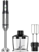Immersion Blender RPM 16000±10% Hand Blender,15 Speed and Turbo Mode Hand Mixer, 3-in-1 Heavy Duty Copper Motor Stainless Steel Smart Stick with Egg Beaters and Chopper by TinyTreasures Baby Boutique
