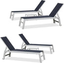 PURPLE LEAF Outdoor Chaise Lounge Set Oversize Adjustable Sunbathing Recliner Extra Wide Lounge Chairs with Side Table for Poolside Beach Outside Patio Aluminum Chaise Lounger Navy Blue 2 Sets by GreenHaven Gardens