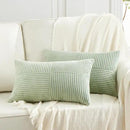 Fancy Homi 2 Packs Sage Green Lumbar Decorative Throw Pillow Covers 20x28 Inch for Living Room Couch Bed, Rustic Farmhouse Boho Home Decor, Soft Striped Corduroy Rectangle Accent Cushion Case 50x70 cm by CozyNest Decor