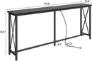 SUPERJARE 70 Inch Console Table with Outlets and USB-C Port, Extra Long Behind Couch Sofa Table with X-Shaped Design, Narrow for Entryway, Living Room, Metal Frame, Wooden Top, Black by CozyNest Decor