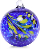 VCUTEKA Hanging Garden Gazing Ball, Hand-Blown Glass Witch Ball for Outdoor Garden Décor, 6" Blue Swirl by CozyNest Decor