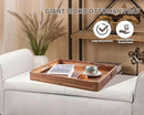 Large Wooden Ottoman Tray, Great 22"x18" Rectangle Trays for Big Ottoman Counter, Huge Kitchen Wood Serving Tray Round Corner, Living Room Coffee Table Decor Centerpiece Organizer Trays by CozyNest Decor