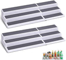 3 Tier Expandable Spice Rack Organizer, White/Grey Plastic Spice Rack, Adjustable Length 14.6In-25.8In, 2 Pack Non-Skid Tiered Spice Shelf Organizer for Kitchen Cabinet, Cupboard, Pantry by CozyNest Decor