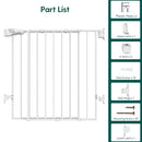 Babelio 26-43" No Bottom Bar Baby Gate for Babies, Elders and Pets, 2-in-1 Hardware Mount Dog Gate for The House, Stairs and Doorways, with Large Walk Thru Door, White by TinyTreasures Baby Boutique